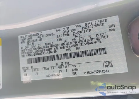 2024 Ford Bronco Outer Banks из США, поврежденный, VIN 1FMDE8BH7RLA88959